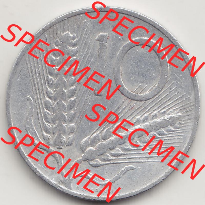 Münzen Italien / Italia Eurovorläufer, Umlaufmünze vor Euroeinführung 1951-2001, 10 Lire 1955-2. Rückseite einer Münze aus Europa als Digitales Bild... Sammlung