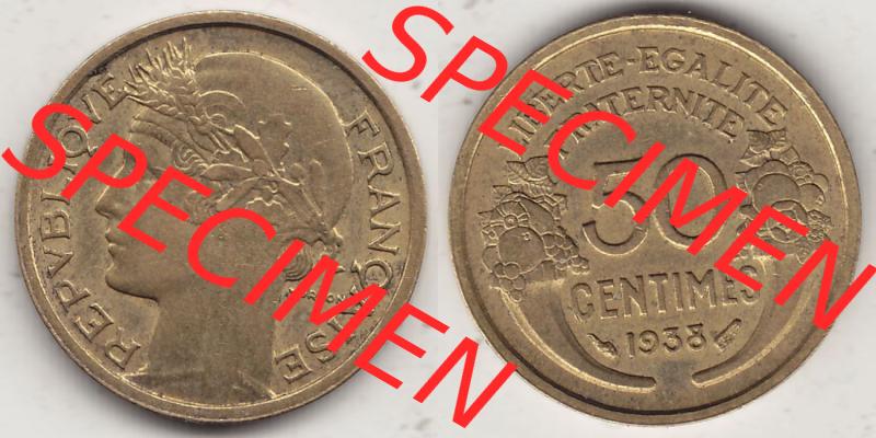 Alte Münzen Frankreich, Kursmünzensatz Zeitraum 1917-1952, der Münze 1931-1947, 50 Centimes, 1938-1. Rückseite und Vorderseite horizontal nebeneinander... Sammlung