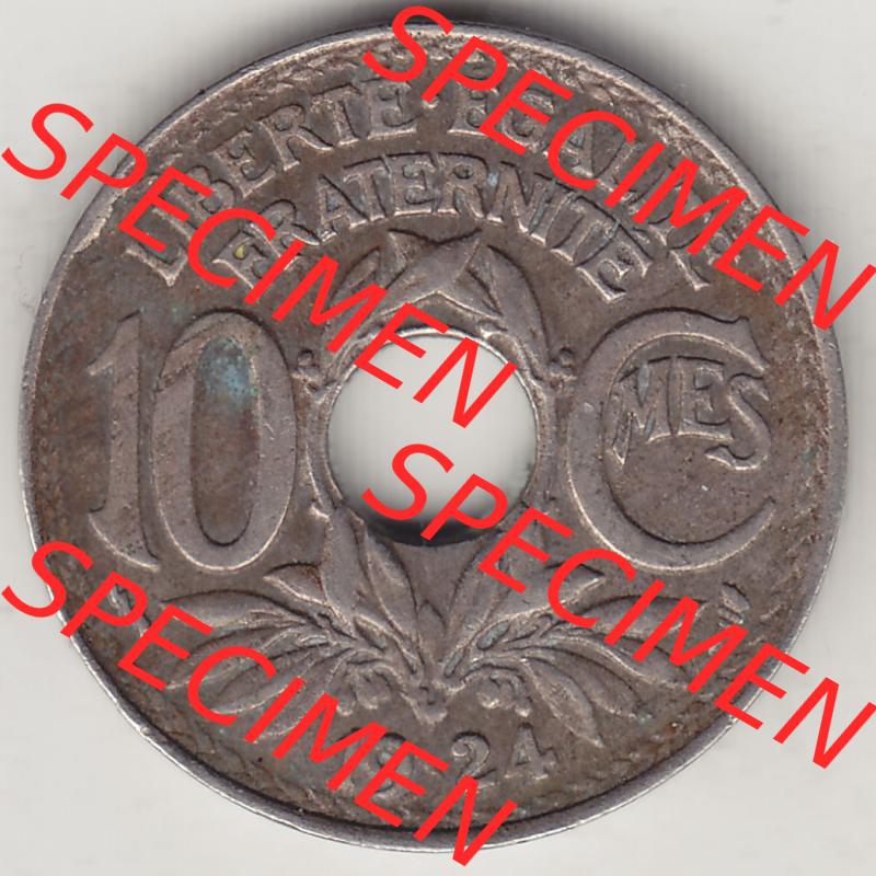 Münzen Frankreich Eurovorläufer, Umlaufmünze vor Euroeinführung 1917-1938, 10 Centimes, 10 CMES EGALITÉ FRATERNITÉ LIBERTÉ 1924-1. Rückseite... Sammlung