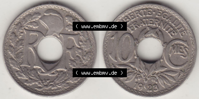 Münzen Frankreich Eurovorläufer, Umlaufmünze vor Euroeinführung 1917-1938, 10 Centimes, 10 CMES EGALITÉ FRATERNITÉ LIBERTÉ... Sammlung