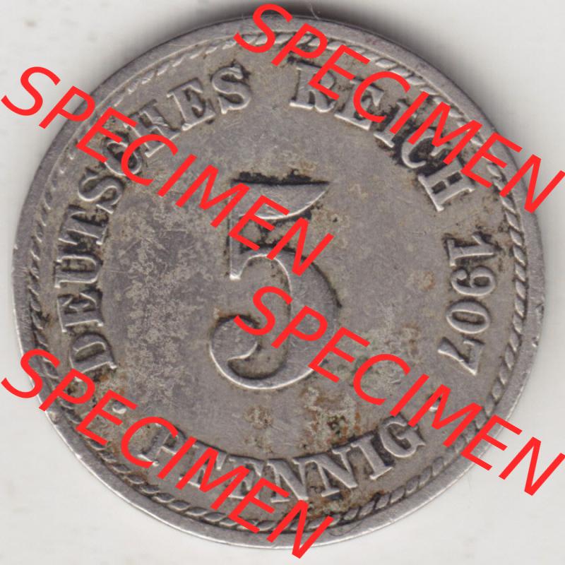 Münzen Deutschland 1871-1918 Kaiserreich 1890-1915, 5 Pfennig A, 1907 II (1) Sammlung