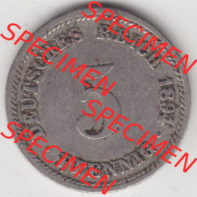 Münzen Deutschland 1871-1918 Kaiserreich 1890-1915, 5 Pfennig D, 1894 (1) Sammlung