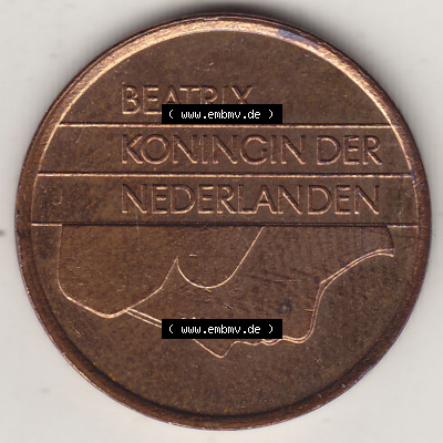 Münzen Niederlande / Netherlands Eurovorläufer, Umlaufmünze vor Euroeinführung 1982-2001, 5 Ct Cent 1991 Königin Beatrix... Sammlung