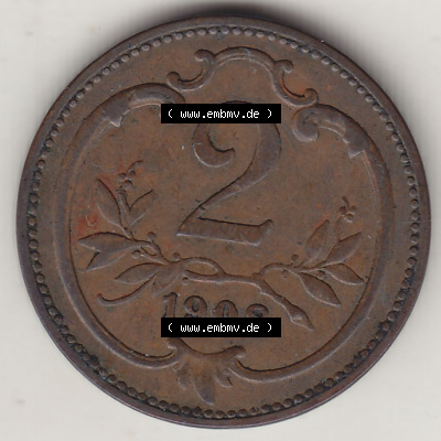 Münzen Österreich / Austria Eurovorläufer, Umlaufmünze vor Euroeinführung 1892-1915, 2 Heller 1908 (2) Sammlung