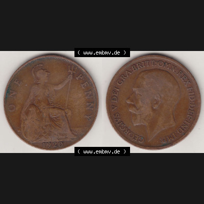 Münzen Großbritannien Eurovorläufer, Umlaufmünze vor Euroeinführung 1911-1926, 1 One Penny 1920 (3) Sammlung