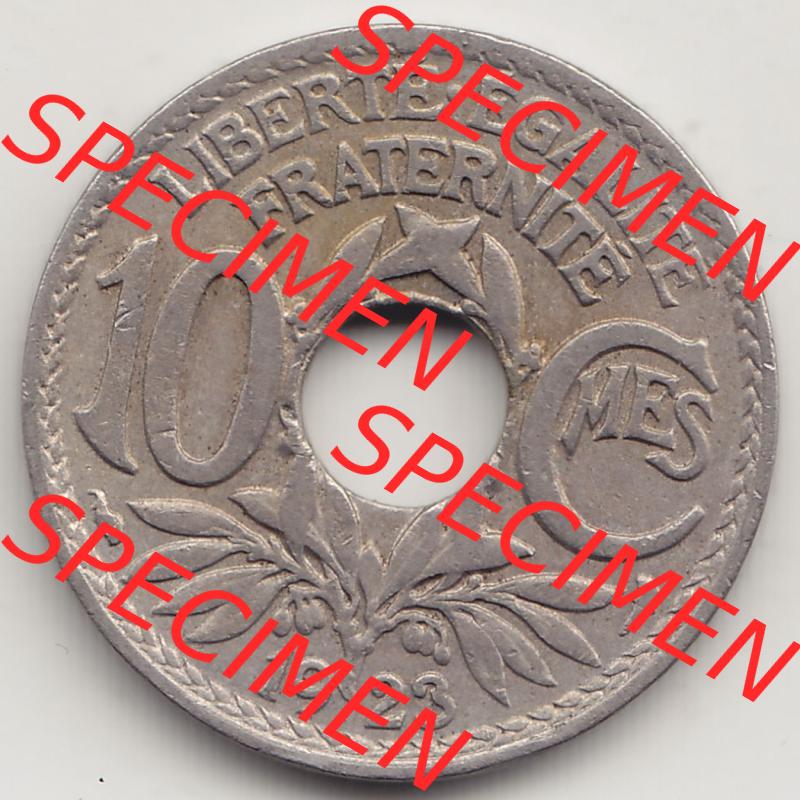 Münzen Frankreich Eurovorläufer, Umlaufmünze vor Euroeinführung 1917-1938, 10 Centimes - Cmes 1923. Rückseite einer Münze aus Europa als Digitales Bild... Sammlung