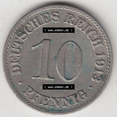 Münzen Deutschland 1871-1918 Kaiserreich 1890-1916, 10 Pfennig A, 1913 I. (1) Sammlung