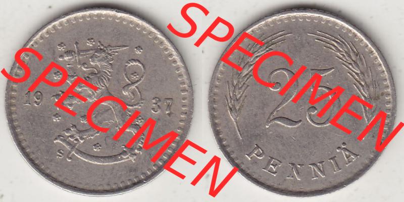 Alte Münzen Finnland, inoffizieller privater Kursmünzensatz / KMS - Zusammenstellung, mit Münze 1921-1940, 25 Penny, Penniä 1937. Rückseite und... Sammlung