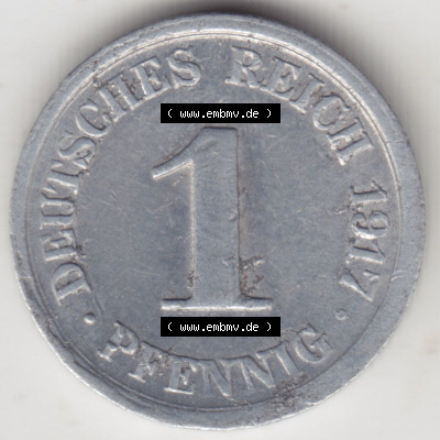 Münzen Deutschland 1918-1932 Weimarer Republik 1916-1918, 1 Pfennig F, 1917 V. (1) Sammlung