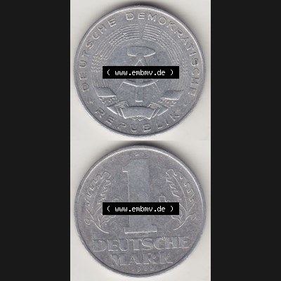 Münzen Deutschland DDR 1956-1963, A 1 Deutsche Mark 1962-3. Vorderseite und Rückseite Vertikal Untereinander, passend für Mobile-Geräte, einer 1 Mark Münze... Sammlung