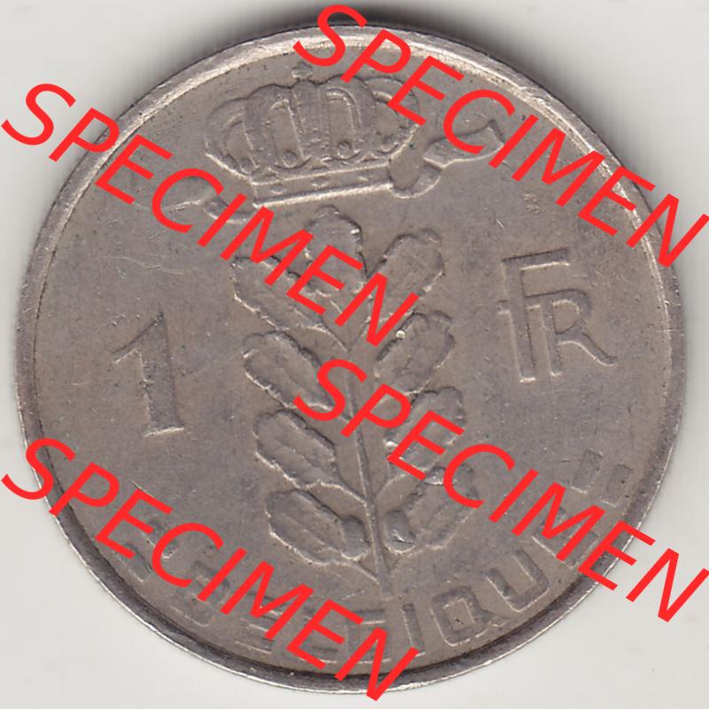 Münzen Belgien Eurovorläufer, Umlaufmünze vor Euroeinführung 1950-1988, 1 FR-Franken 1956 Belgique. Vorderseite einer Münze aus Europa als Digitales Bild /... Sammlung