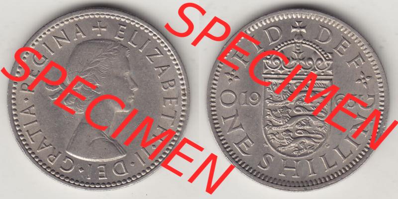 Münzen Großbritannien Eurovorläufer, Umlaufmünze vor Euroeinführung 1954-1970, 1 Schilling - Shilling, 1965-1 Wappen mit 3 Löwen. Vorderseite und... Sammlung