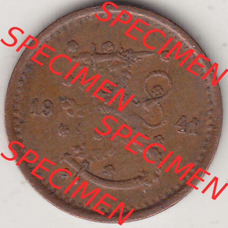 Alte Münzen Finnland, inoffizieller privater Kursmünzensatz / KMS - Zusammenstellung, mit Münze 1940-1943, 50 Penny, Penniä, Kupfer 1941-1.... Sammlung