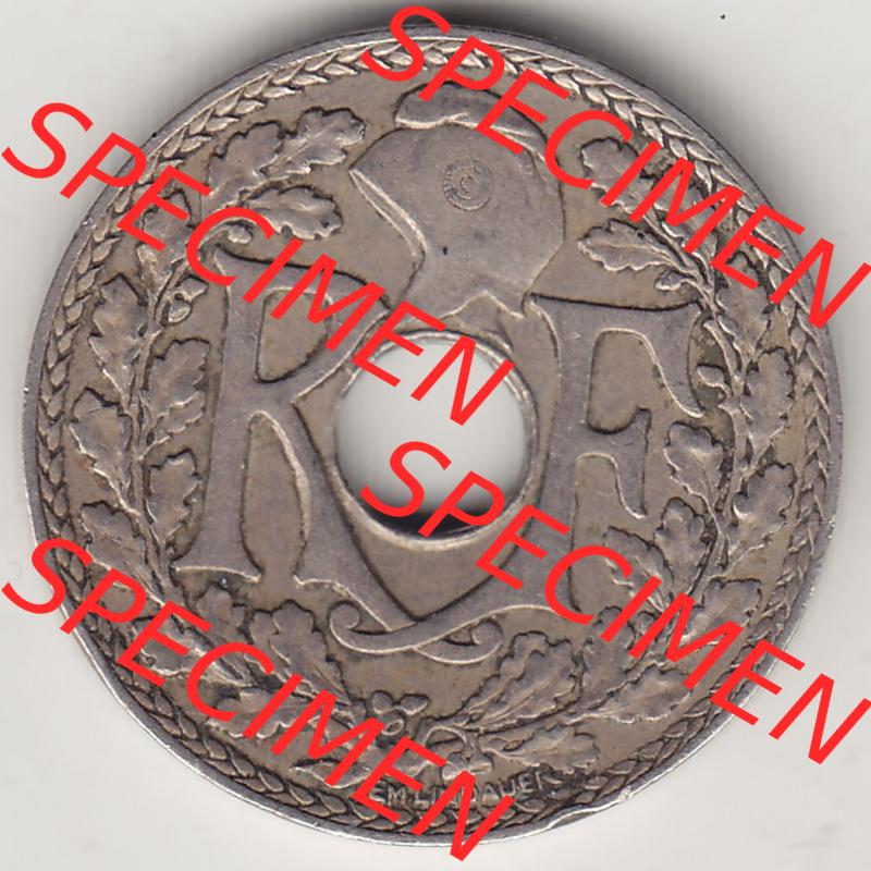 Münzen Frankreich Eurovorläufer, Umlaufmünze vor Euroeinführung 1917-1938, 10 Centimes - Cmes 1936. Vorderseite einer Münze aus Europa als Digitales Bild /... Sammlung