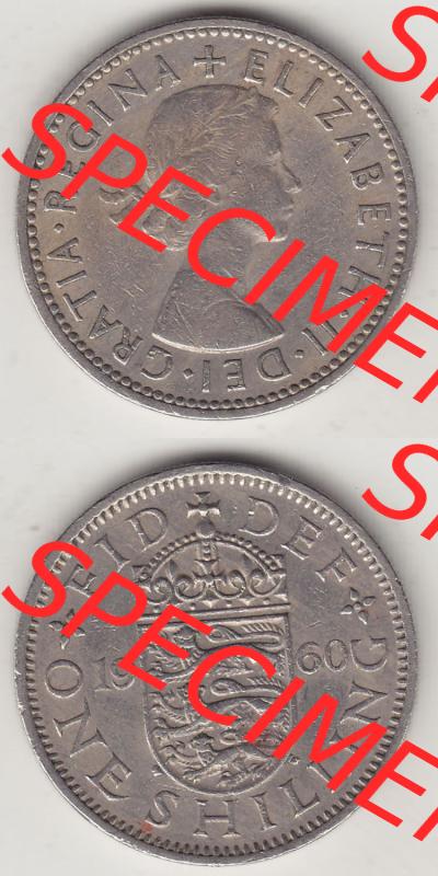 Münzen Großbritannien Eurovorläufer, Umlaufmünze vor Euroeinführung 1954-1970, 1 Schilling - One Shilling, 1960-1 Wappen mit drei Löwen. Vorderseite... Sammlung