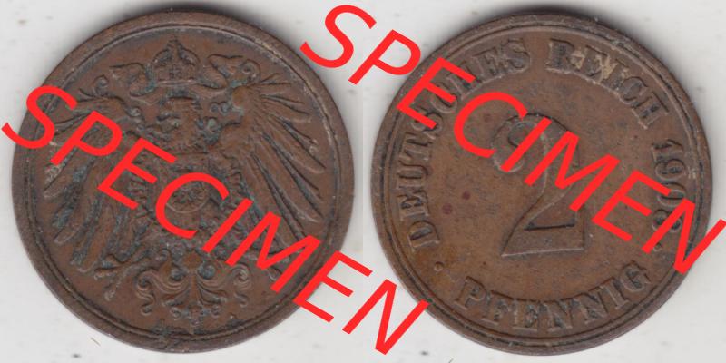 Münzen Deutschland 1871-1918 Kaiserreich 1904-1916, 2 Pfennig A, 1908 I. (3) Sammlung