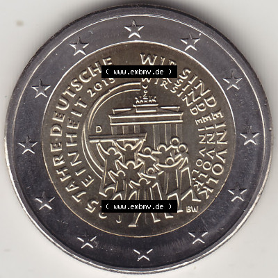 Münzen Euromünzen 2015, Deutschland / BRD 2 Euro Gedenkmünze 2015 mit Mzz. / Münzzeichen J 25 Jahre Deutsche Einheit - Wir... Sammlung