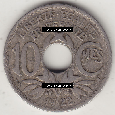 Münzen Frankreich Eurovorläufer, Umlaufmünze vor Euroeinführung 1917-1938, 10 Centimes, 10 CMES EGALITÉ FRATERNITÉ LIBERTÉ... Sammlung