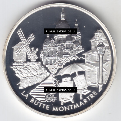 Münzen Euromünzen 2002, Silbermünzen Frankreich 2002, 1,50 Euro Bauwerke Frankreich-Serie, Montmartre (1) Sammlung