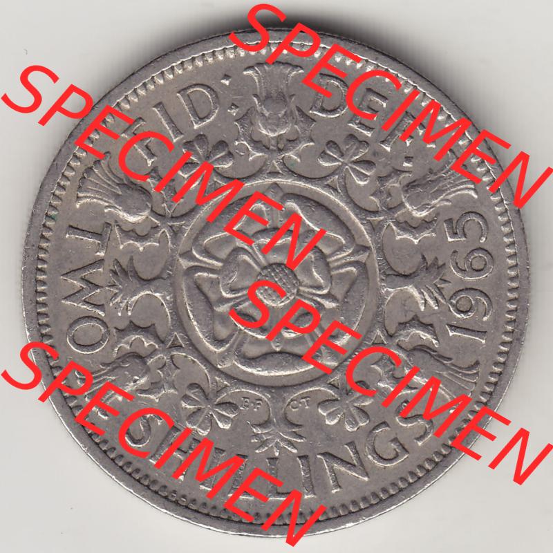 Münzen Großbritannien Eurovorläufer, Umlaufmünze vor Euroeinführung 1954-1970, 2 Schilling - Shillings 1965-1. Rückseite einer Münze aus Großbritannien... Sammlung