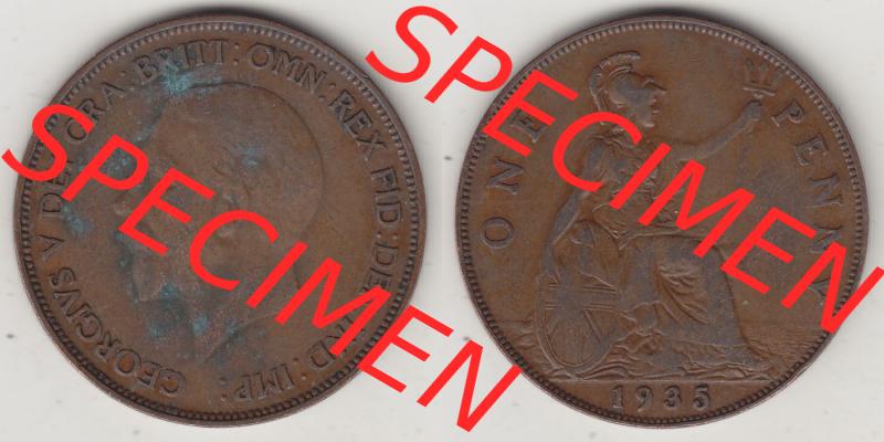 Münzen Großbritannien Eurovorläufer, Umlaufmünze vor Euroeinführung 1928-1936, 1 One Penny, 1935-1, George V. BM GEORGIVS V DEI GRABRITTOMNREX FIDDEFINDIMP.... Sammlung