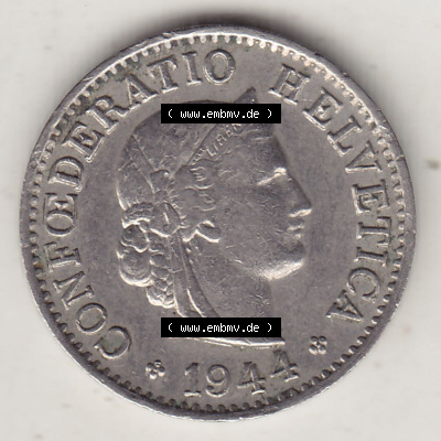 Münzen Schweiz Eurovorläufer, Umlaufmünze 1879-1980, 5 Rappen 1944 Helvetica (1) Sammlung