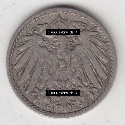 Münzen Deutschland 1871-1918 Kaiserreich 1890-1915, 5 Pfennig D, 1908 (2) Sammlung