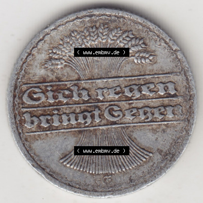 Münzen Deutschland 1918-1932 Weimarer Republik 1919-1922, 50 Pfennig F, 1921 Sich Regen Bringt Segen (2) Sammlung
