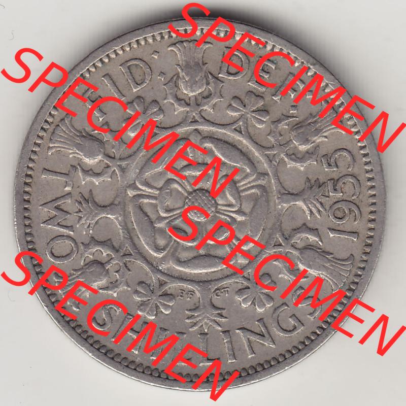 Münzen Großbritannien Eurovorläufer, Umlaufmünze vor Euroeinführung 1954-1970, 2 Schilling - Shillings 1955-1. Rückseite einer Münze aus Großbritannien... Sammlung
