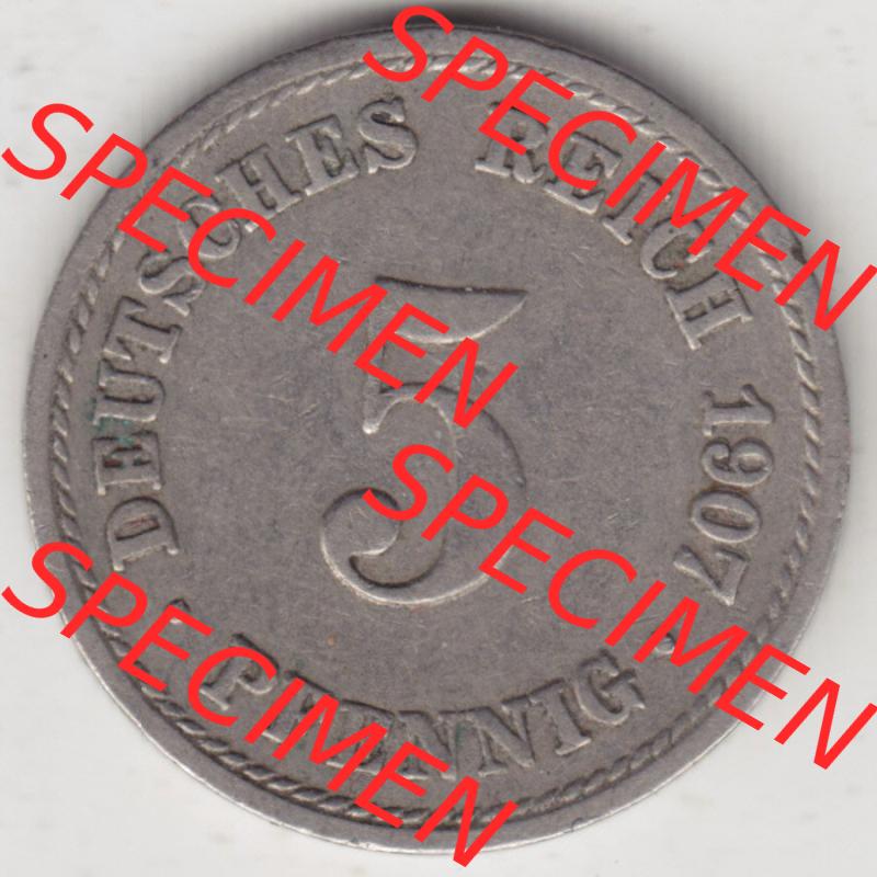 Münzen Deutschland 1871-1918 Kaiserreich 1890-1915, 5 Pfennig A, 1907 I. (1) Sammlung