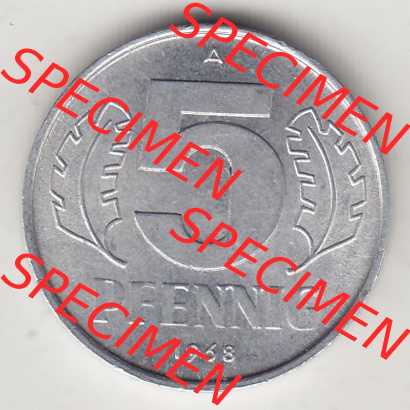 Münzen Deutschland DDR 1968-1990, A 5 Pfennig 1968-5. Rückseite einer Münze aus der ehemaligen DDR in Europa als Digitales Bild / Bildmaterial zum Herunterladen für... Sammlung