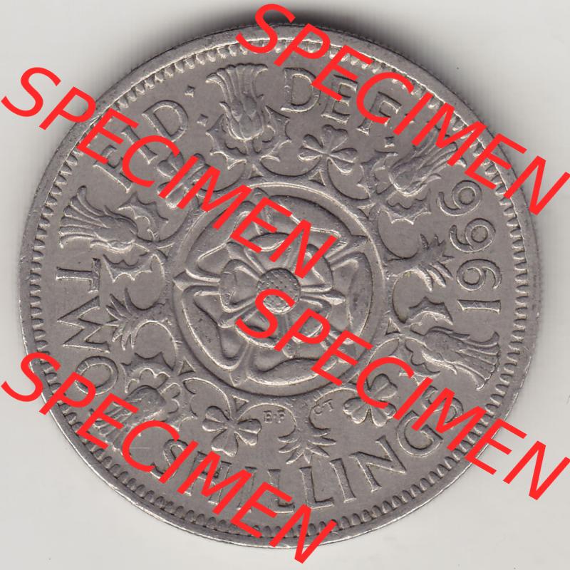 Münzen Großbritannien Eurovorläufer, Umlaufmünze vor Euroeinführung 1954-1970, 2 Schilling - Shillings 1966-7. Rückseite einer Münze aus Großbritannien... Sammlung
