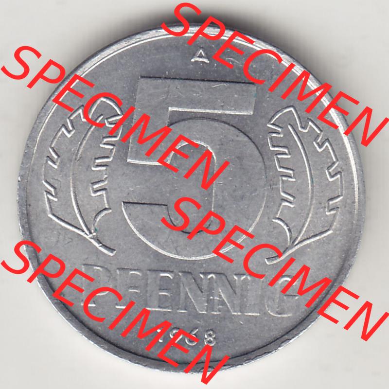 Münzen Deutschland DDR 1968-1990, A 5 Pfennig 1968-6. Rückseite einer Münze aus der ehemaligen DDR in Europa als Digitales Bild / Bildmaterial zum Herunterladen für... Sammlung