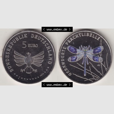 Münzen Deutschland 2023, 5 Euro-Sondermünzen, Sammlermünze aus der Serie „Wunderwelt der Insekten“-Insektenreich 2023-2023, 5 Euro J Gebänderte... Sammlung