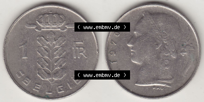 Münzen Belgien Eurovorläufer, Umlaufmünze vor Euroeinführung 1950-1988, 1 FR-Franken 1970 België. Vorderseite und Rückseite... Sammlung