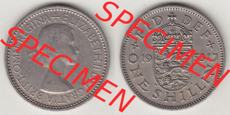 Münzen Großbritannien Eurovorläufer, Umlaufmünze vor Euroeinführung 1954-1970, 1 Schilling - Shilling, 1953-1 Wappen mit drei Löwen. Vorderseite... Sammlung