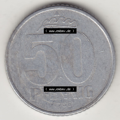 Münzen Deutschland DDR 1958-1990, A 50 Pfennig 1958 (Stück 4) der DDR-Mark. Rückseite einer 50 Pfennig Münze / Umlaufmünze... Sammlung
