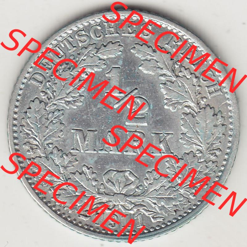 Münzen Deutschland 1871-1918 Kaiserreich Silbermünze 1905-1919, 1/2 Mark D 1911. Rückseite einer Münze aus dem Deutschen Kaiserreich in Europa als Digitales Bild /... Sammlung
