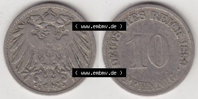 Münzen Deutschland 1871-1918 Kaiserreich 1890-1916, 10 Pfennig G, 1899 (3) Sammlung