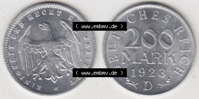 Münzen Deutschland 1918-1932 Weimarer Republik 1923-1923, 200 Mark D, 1923 (3) Sammlung