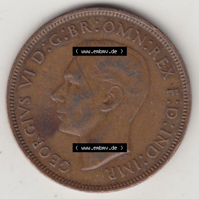 Münzen Großbritannien Eurovorläufer, Umlaufmünze vor Euroeinführung 1937-1948. 1 One Penny 1940-1, George VI, GEORGIVS VI DGBROMNREX FDINDIMP.... Sammlung