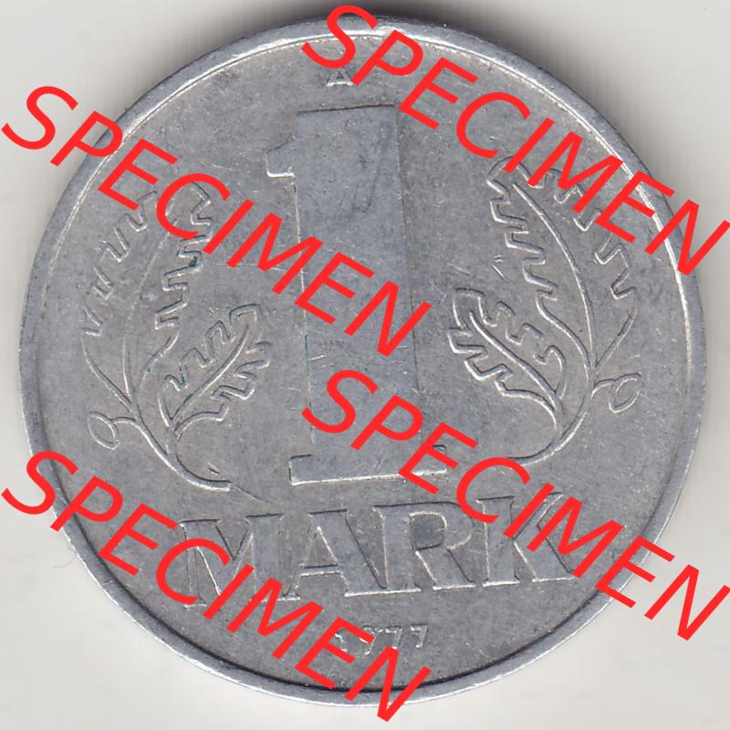 Münzen Deutschland DDR 1972-1990, A 1 Mark 1977-5. Rückseite einer 1 Mark Münze / Umlaufmünze aus Deutschland der ehemaligen DDR in Europa als Digitales Bild /... Sammlung