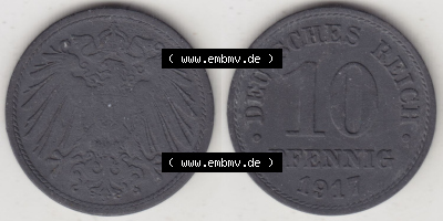 Münzen Deutschland 1918-1932 Weimarer Republik 1917-1922, 10 Pfennig kein Mzz. 1917 I (3) Sammlung