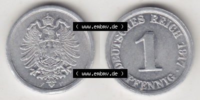 Münzen Deutschland 1918-1932 Weimarer Republik 1916-1918, 1 Pfennig F, 1917 II (3) Sammlung