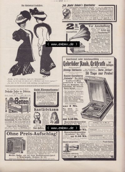 Der wahre Jacob 1908 Satire im deutschen Kaiserreich Nr. 562, 5707, Die Kolonial-Sadisten, und Werbeanzeigen in der Satire Zeitschrift... Sammlung