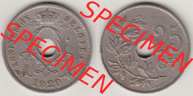 Münzen Belgien Eurovorläufer, Umlaufmünze vor Euroeinführung 1910-1929, 25 Centime - KONINKRIJK BELGIË 1929 (3) Sammlung