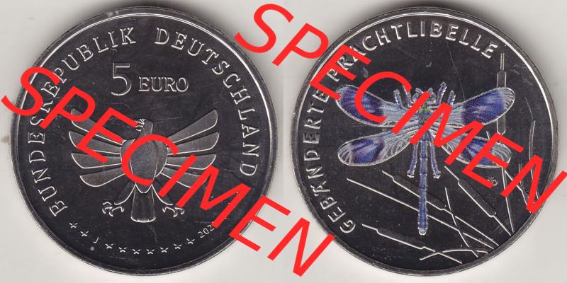 Münzen Deutschland 2023, 5 Euro-Sondermünzen, Sammlermünze aus der Serie „Wunderwelt der Insekten“-Insektenreich 2023-2023, 5 Euro J Gebänderte... Sammlung