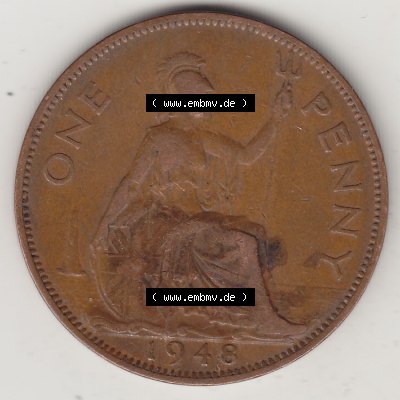 Münzen Großbritannien Eurovorläufer, Umlaufmünze vor Euroeinführung 1937-1948. 1 One Penny 1948-1, George VI, GEORGIVS VI DGBROMNREX FDINDIMP.... Sammlung