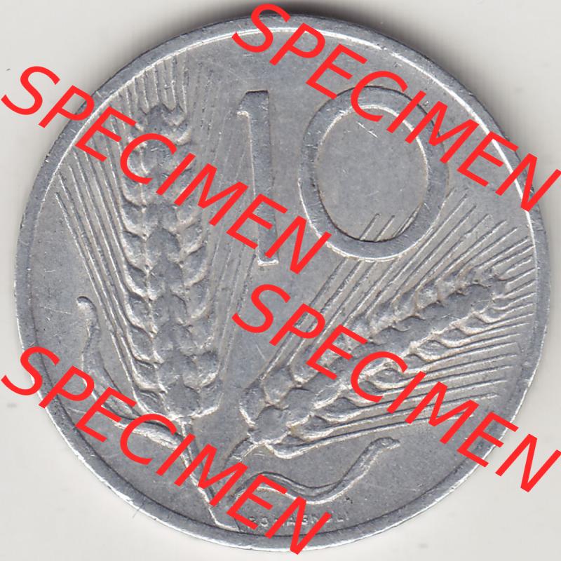 Münzen Italien / Italia Eurovorläufer, Umlaufmünze vor Euroeinführung 1951-2001, 10 Lire 1967. Rückseite einer Münze aus Europa als Digitales Bild /... Sammlung