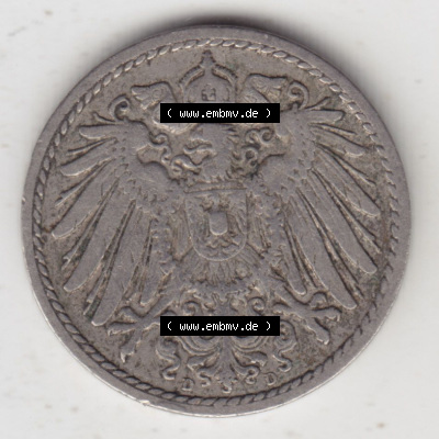Münzen Deutschland 1871-1918 Kaiserreich 1890-1915, 5 Pfennig D, 1908 (2) Sammlung
